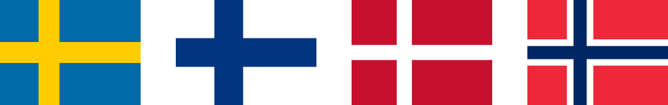Flags for Sweden, Finland, Denmark and Norway