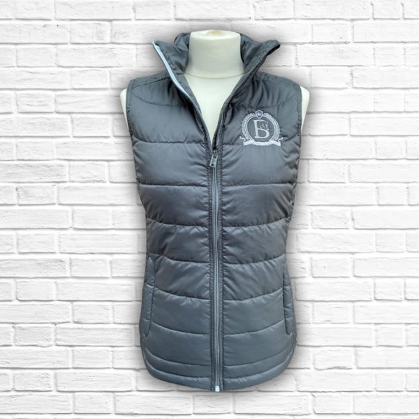 Ladies Fitted Grey And Silver Gilet - Front