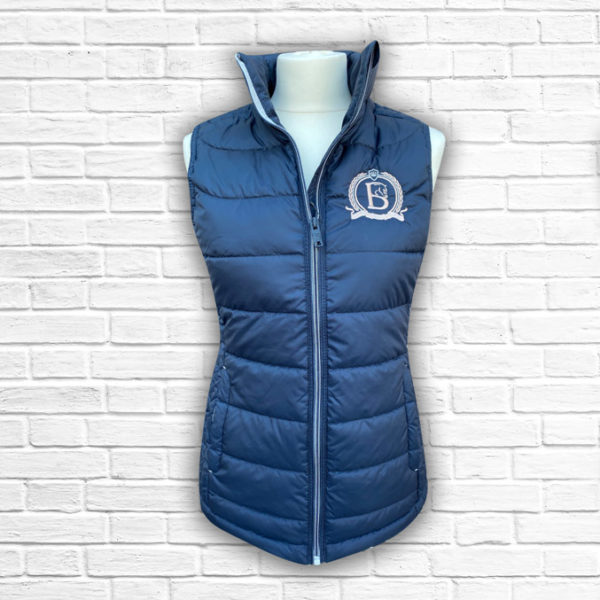 Ladies Fitted Navy And Rose Gold Gilet - Front